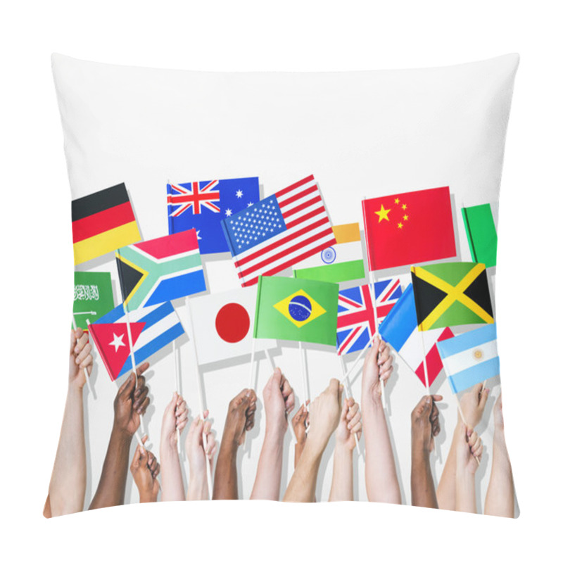 Personality  People Holding Flags Of Their Country Pillow Covers