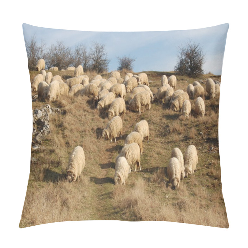 Personality  Flock Of Sheep Grazing Pillow Covers