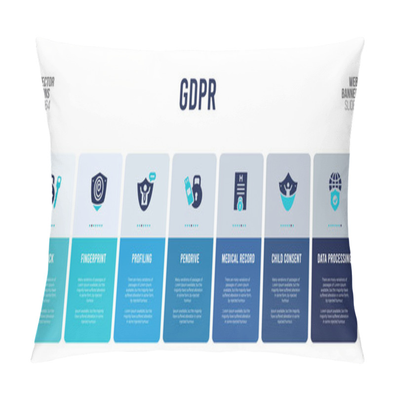 Personality  Web Banner Design With Gdpr Concept Elements. Pillow Covers