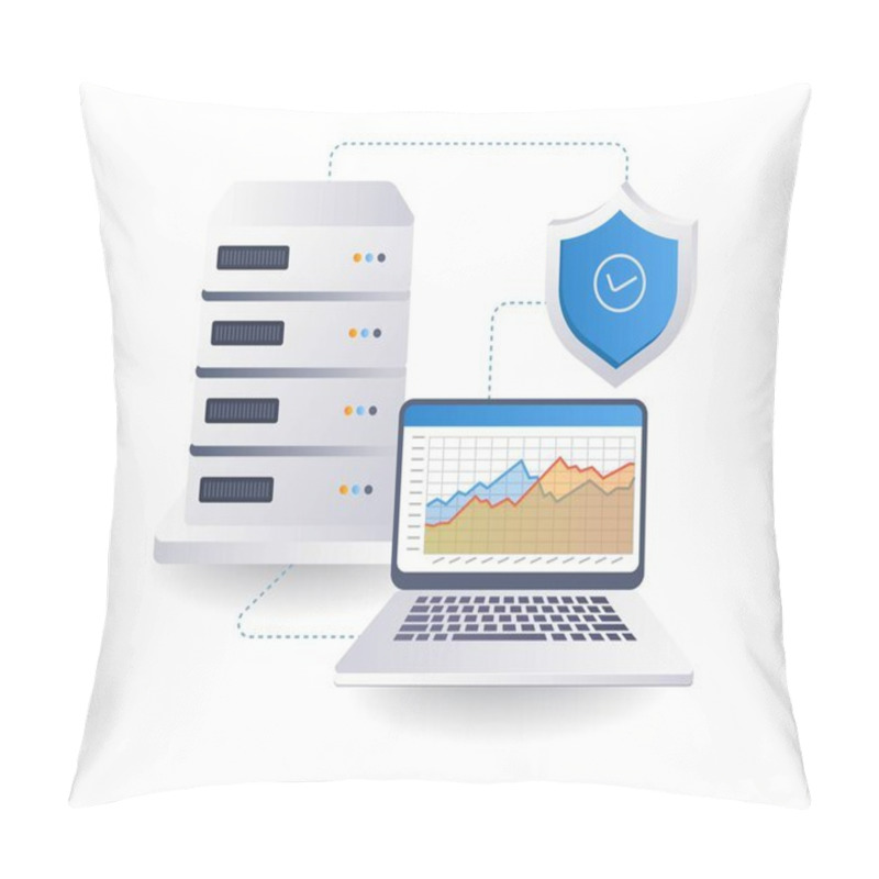 Personality  Analysis Of Cloud Server Security Concept, Flat Isometric 3d Illustration Pillow Covers