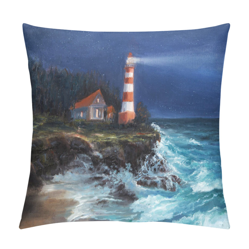 Personality  Lighthouse At Night Pillow Covers