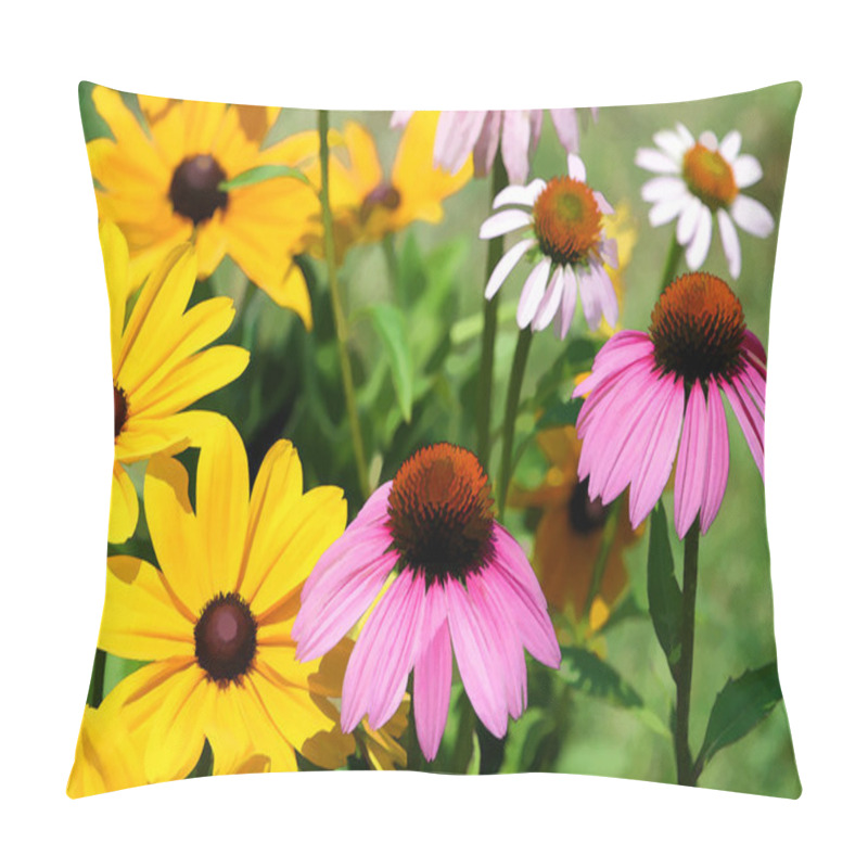 Personality  Black Eyed Susan And Pink Coneflower Daisies Pillow Covers