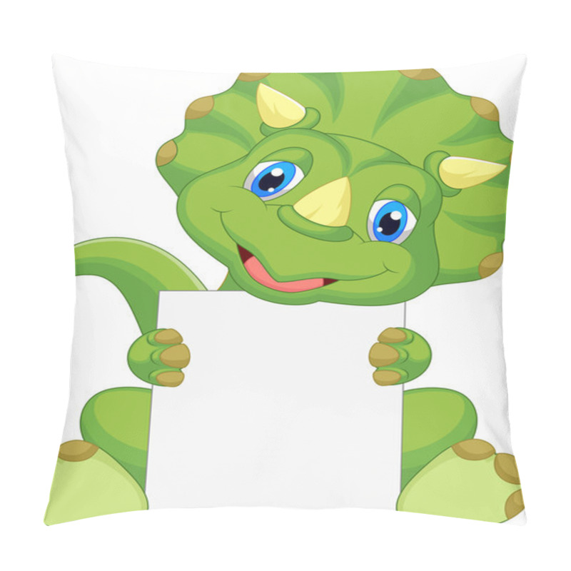 Personality  Cute Dinosaur Cartoon Holding Blank Sign Pillow Covers