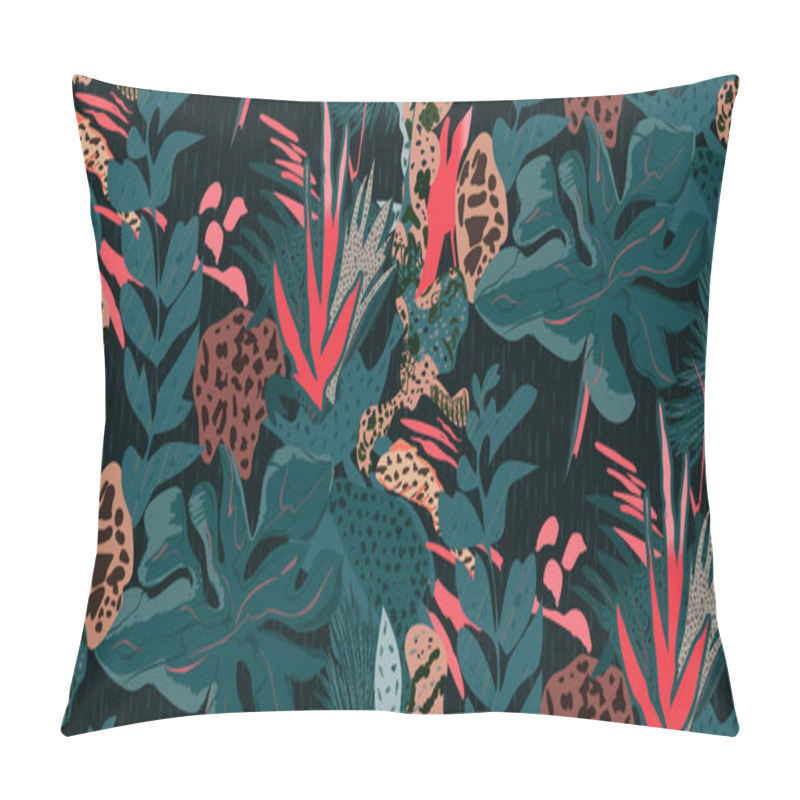 Personality  Exotic Jungle Plants Seamless Pattern Prints, Abstract Flowers, Vector Graphics. Perfect For Fashion, Textiles, And Artistic Projects Collection Of Modern Creative Illustrations Designs. Pillow Covers