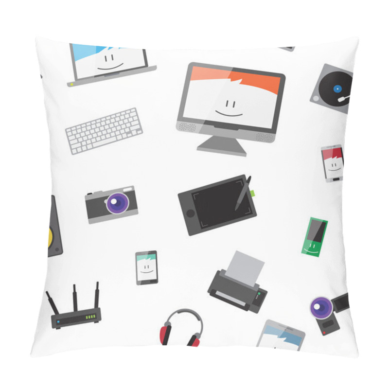 Personality  Seamless Pattern With Gadgets Pillow Covers