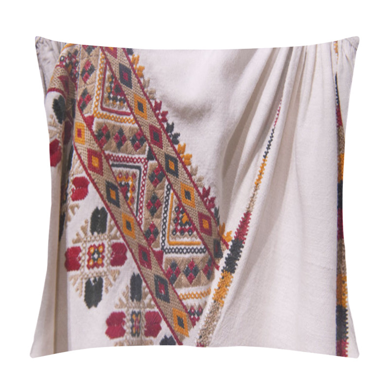 Personality  Fragment Of Ukrainian National Embroidery On The Sleeves Of The Dress. Vyshyvanka - Ethnic Clothing With Embroidery Patterns Pillow Covers