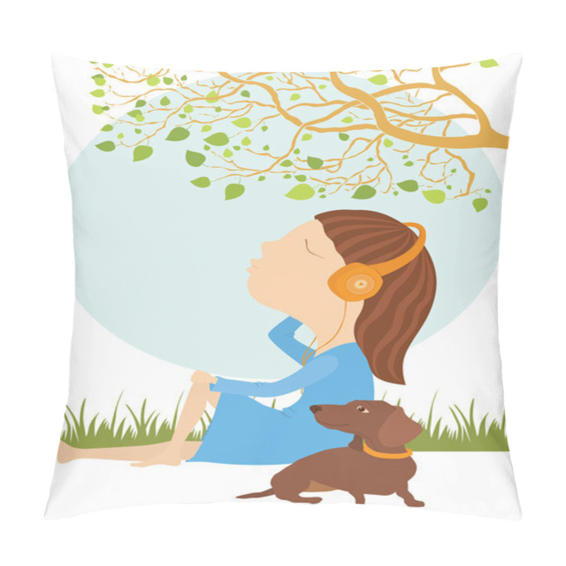 Personality  Girl And Dog Card Pillow Covers