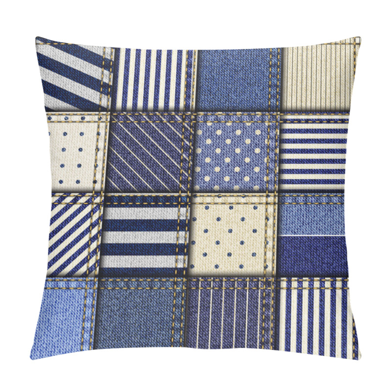 Personality  Patchwork Of Denim Fabric. Pillow Covers