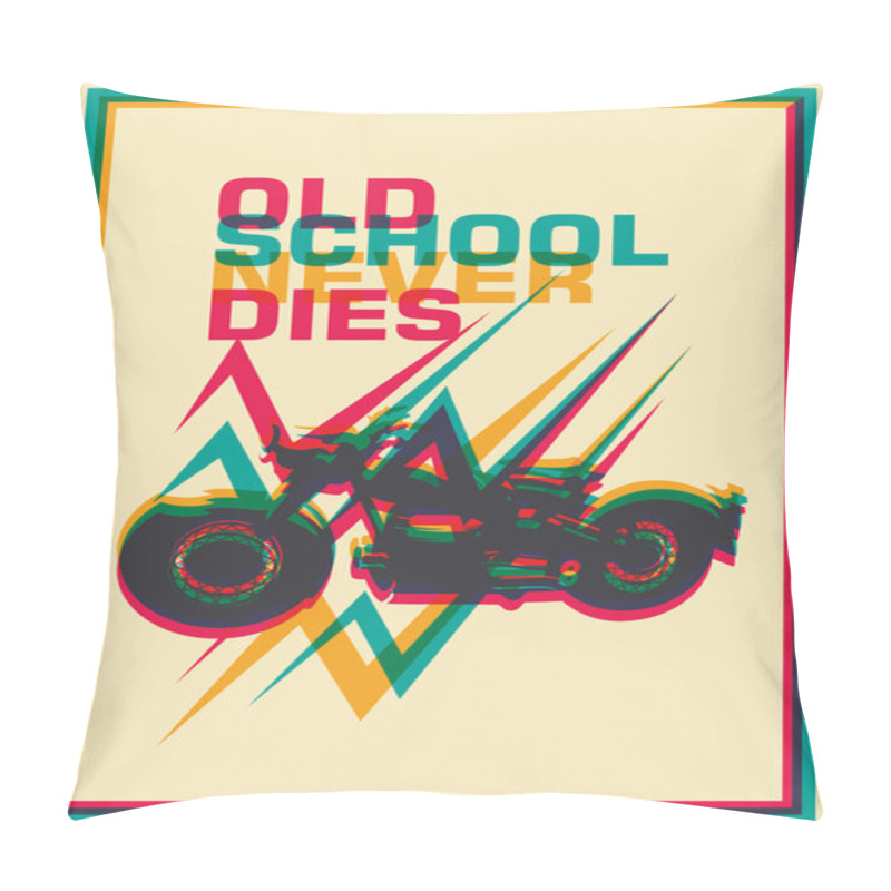 Personality  Retro Poster With Motorbike.  Pillow Covers