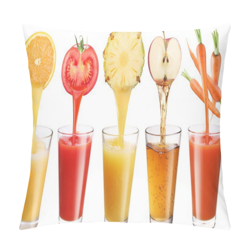 Personality  Conceptual Image - Fresh Juice Pours From Fruits And Vegetables Pillow Covers