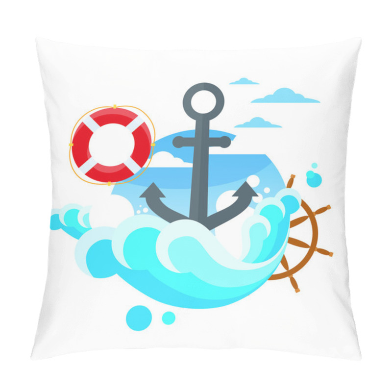 Personality  Anchor With Steering Wheel Pillow Covers