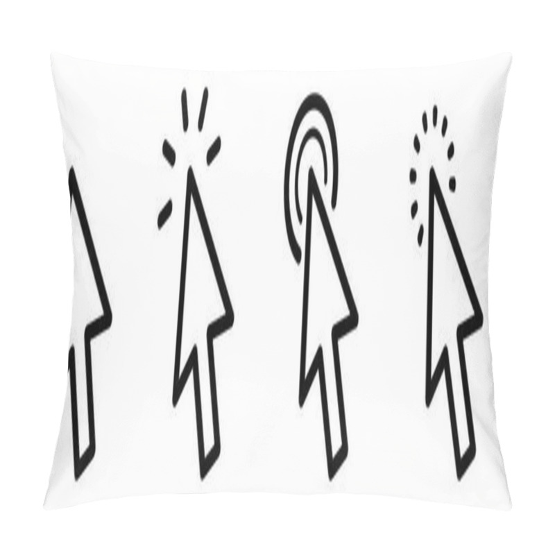 Personality  Pointer Cursor ?omputer Mouse Icon. Clicking Cursor, Pointing Hand Clicks Icons. Click Cursor - Stock Vector. Pillow Covers