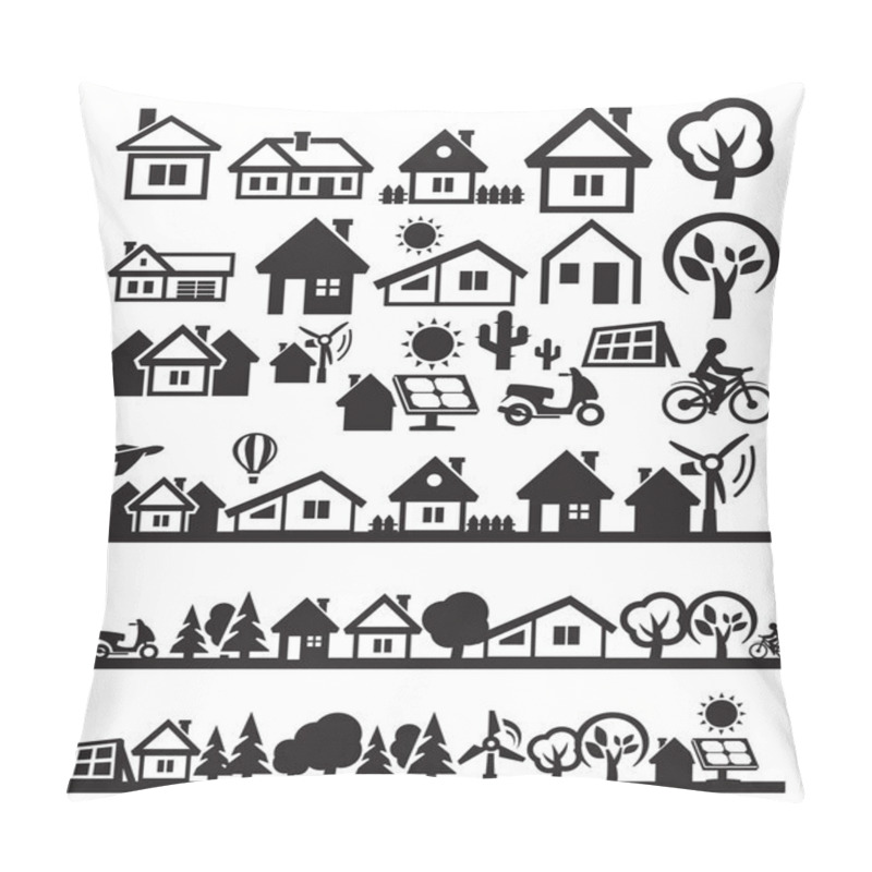 Personality  Houses Icons Pillow Covers