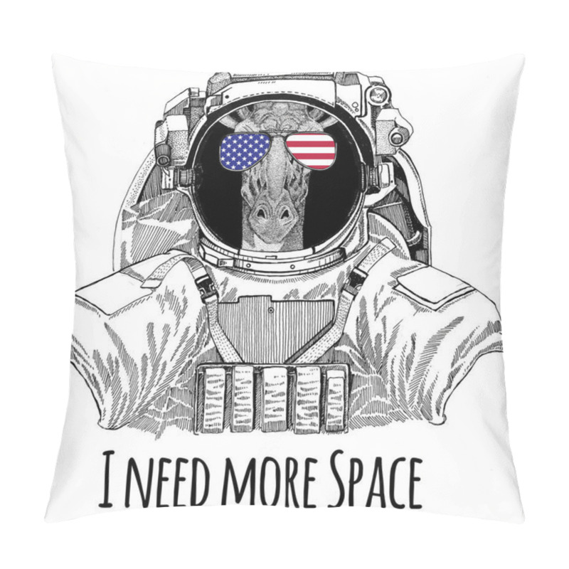 Personality  Usa Flag Glasses American Flag United States Flag Camelopard, Giraffe Wearing Space Suit Wild Animal Astronaut Spaceman Galaxy Exploration Hand Drawn Illustration For T-shirt Pillow Covers