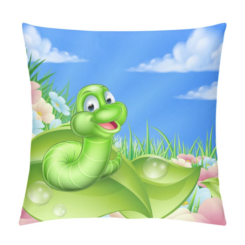 Personality  Cartoon Caterpillar In Meadow Pillow Covers