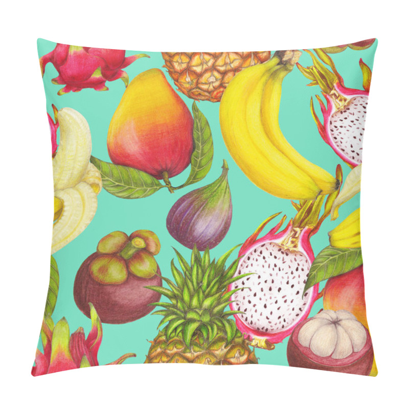 Personality  Seamless Tropical Pattern Of Hand Drawn Fresh Juicy Fruits Pillow Covers