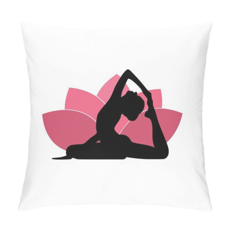 Personality  Yoga Woman Silhouette, Lotus Flower With Zen Logo Design Template Pillow Covers