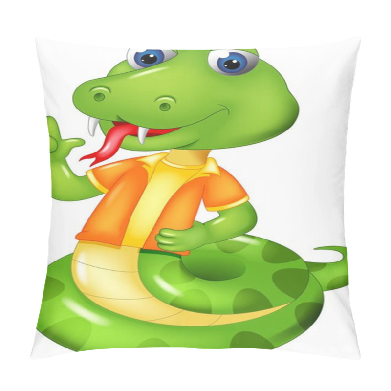 Personality  Cute Snake Cartoon Standing With Smile And Pointing Pillow Covers