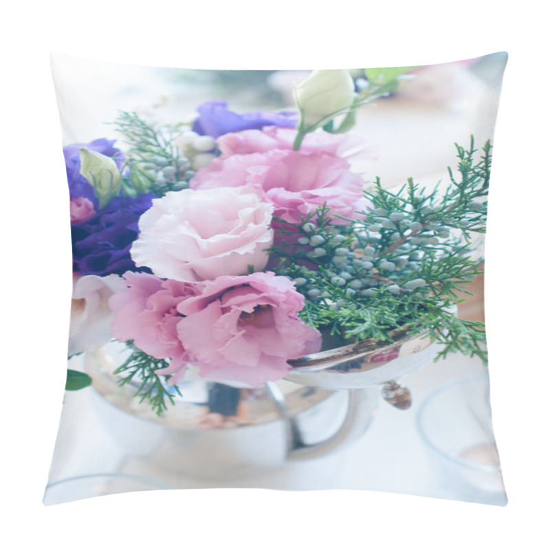 Personality  Bouquet Of Purple And Pink Eustomas Pillow Covers