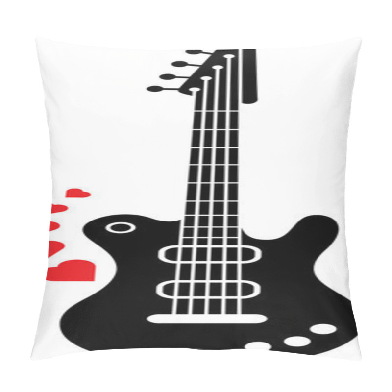 Personality  Guitar With  Red Hearts Pillow Covers