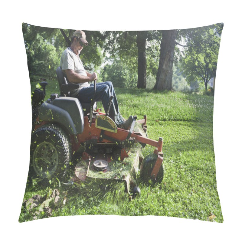 Personality  Landscaper On Riding Lawn Mower Pillow Covers