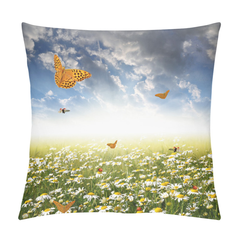 Personality  Daisies With Butterflies Pillow Covers