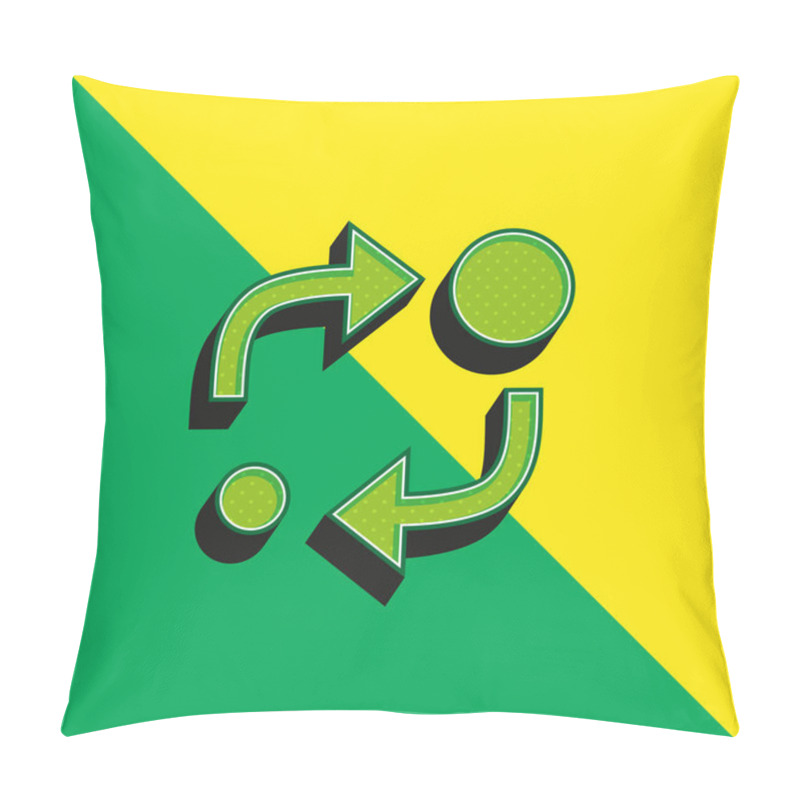 Personality  Analytics Symbol Of Two Circles Of Different Sizes With Two Arrows Between Them Green And Yellow Modern 3d Vector Icon Logo Pillow Covers