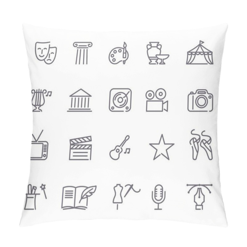 Personality  Culture And Creative Fine Art Line Icons Set Pillow Covers