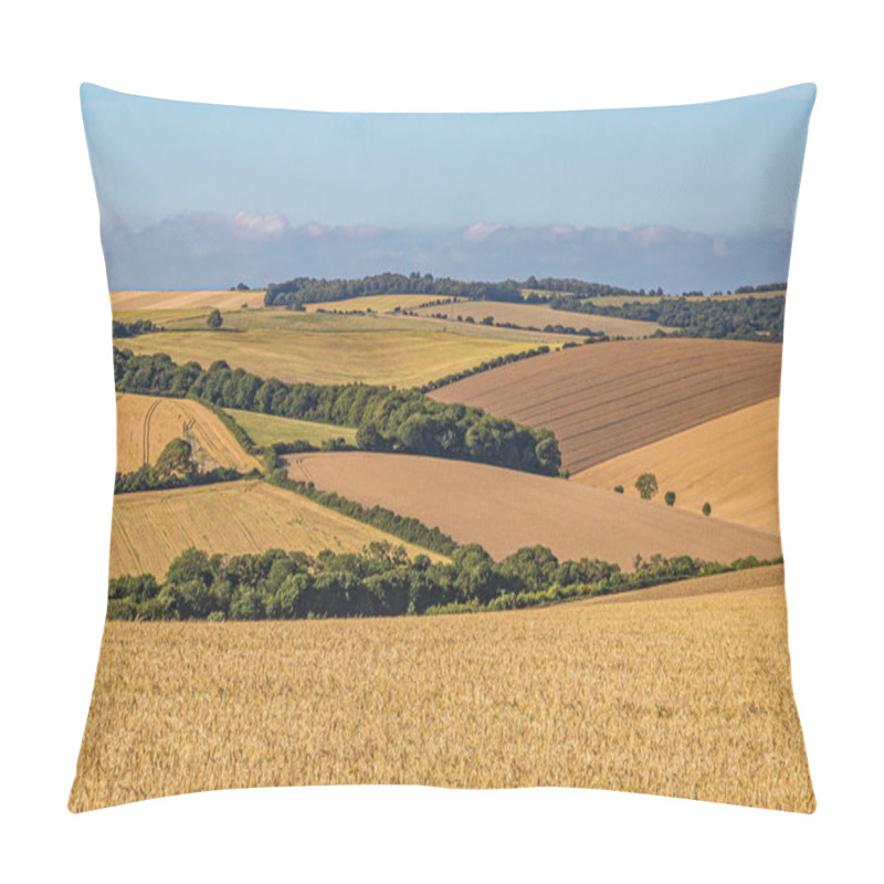 Personality  Rolling Hills With Cereal Crops Growing  In The South Downs, On A Sunny Summers Day Pillow Covers