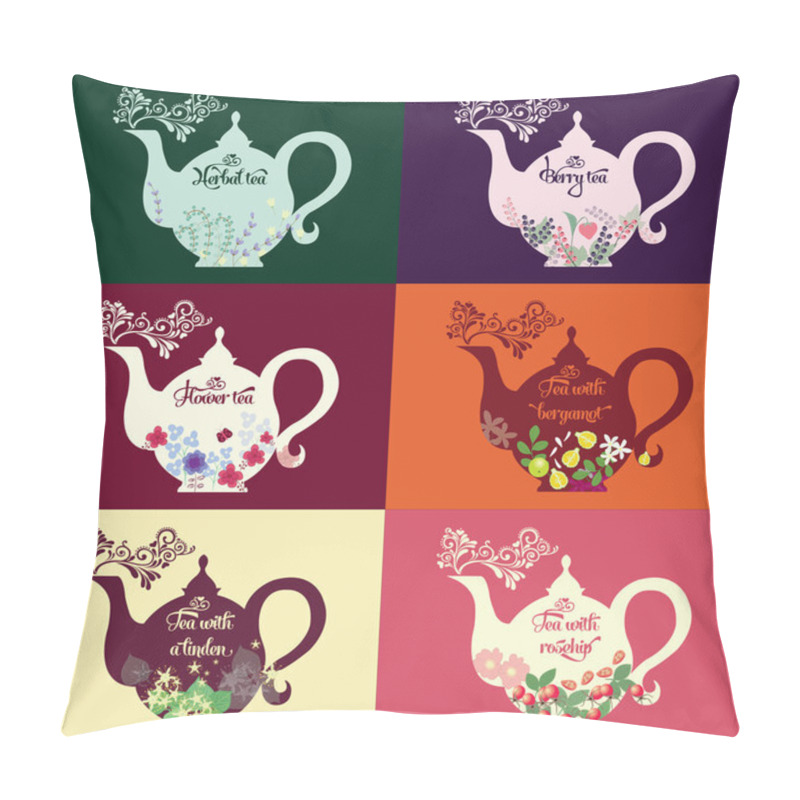 Personality  Teapot With Herbs And Fruit Pillow Covers