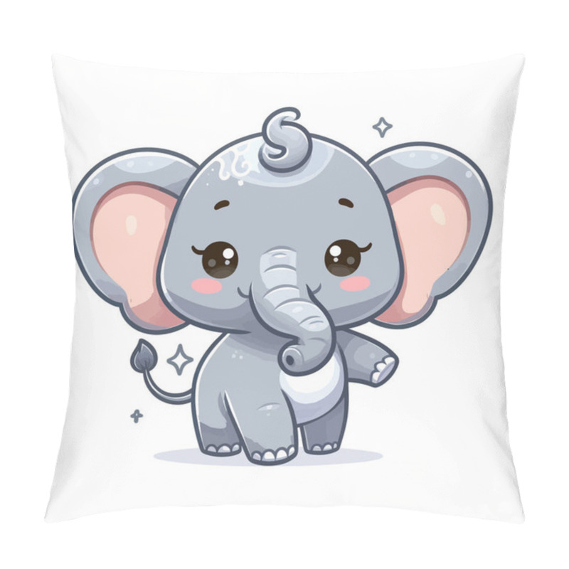 Personality  Cute Elephant Vector Cartoon Illustration On White Background Pillow Covers