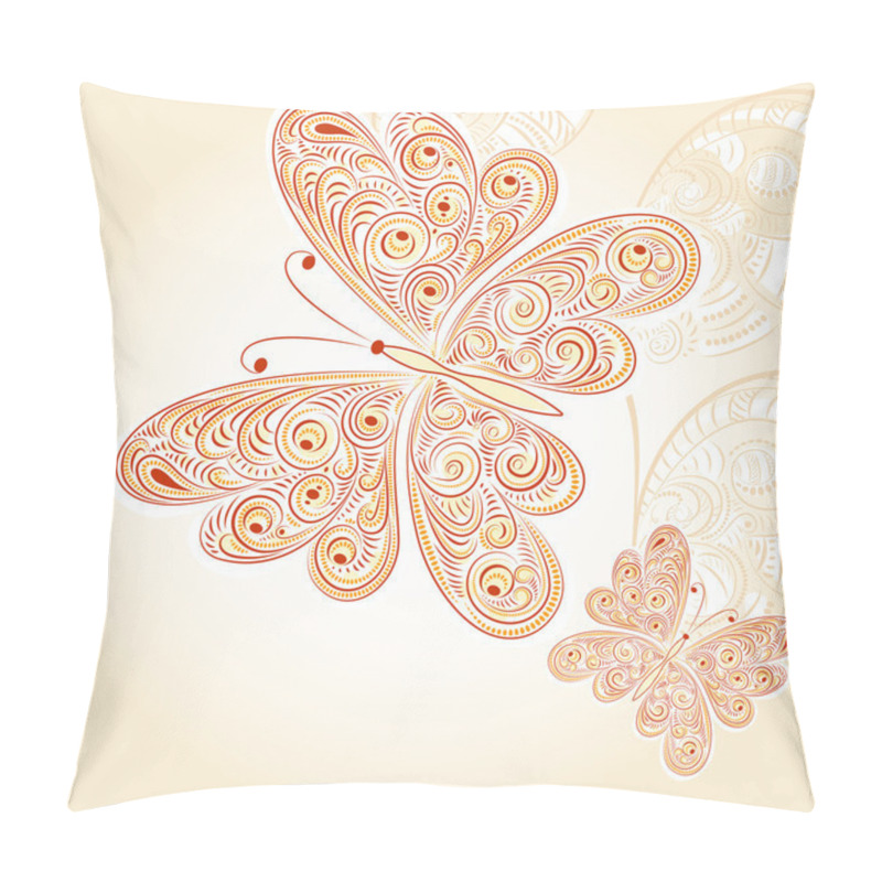 Personality  Vector Spring Butterflies With Floral Ornament, Clipping Masks Pillow Covers