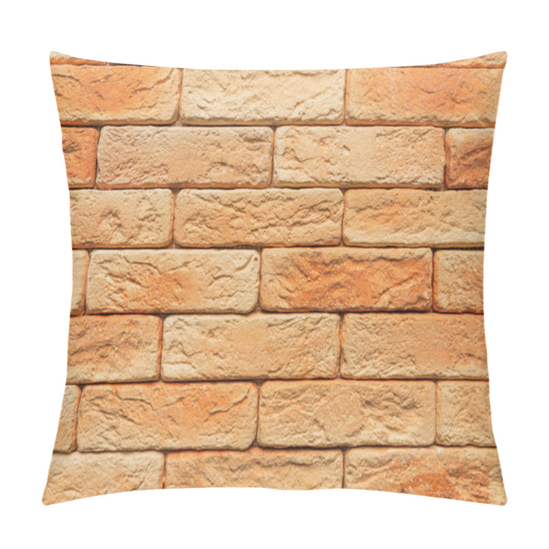 Personality  Bright, Orange Brick Wall Background, Top View Pillow Covers