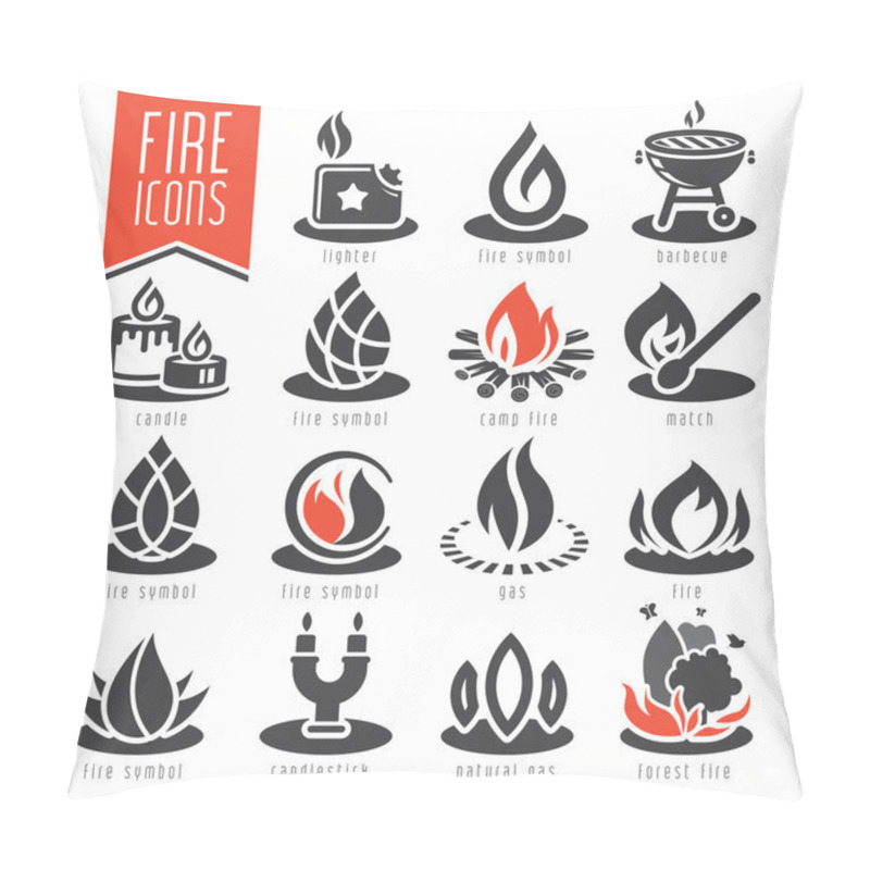 Personality  Fire Icon Set Pillow Covers