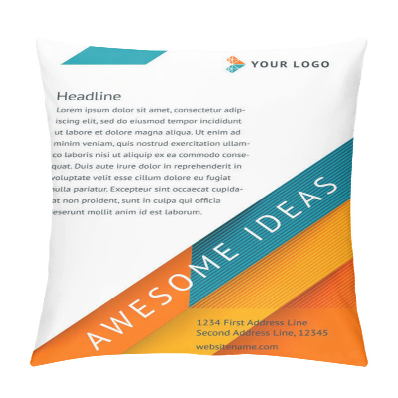 Personality  Abstract Design Cover Banner Template, Magazine, Flyers, Flyer, With Logo And Place Under The Text. Geometric Shapes, Squares, Triangles, Lines. Vector Illustration In A Modern Flat Style. Pillow Covers