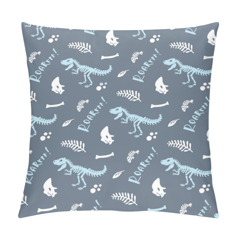 Personality  Dinosaur Skeleton And Fossils. Vector Seamless Pattern.  Pillow Covers