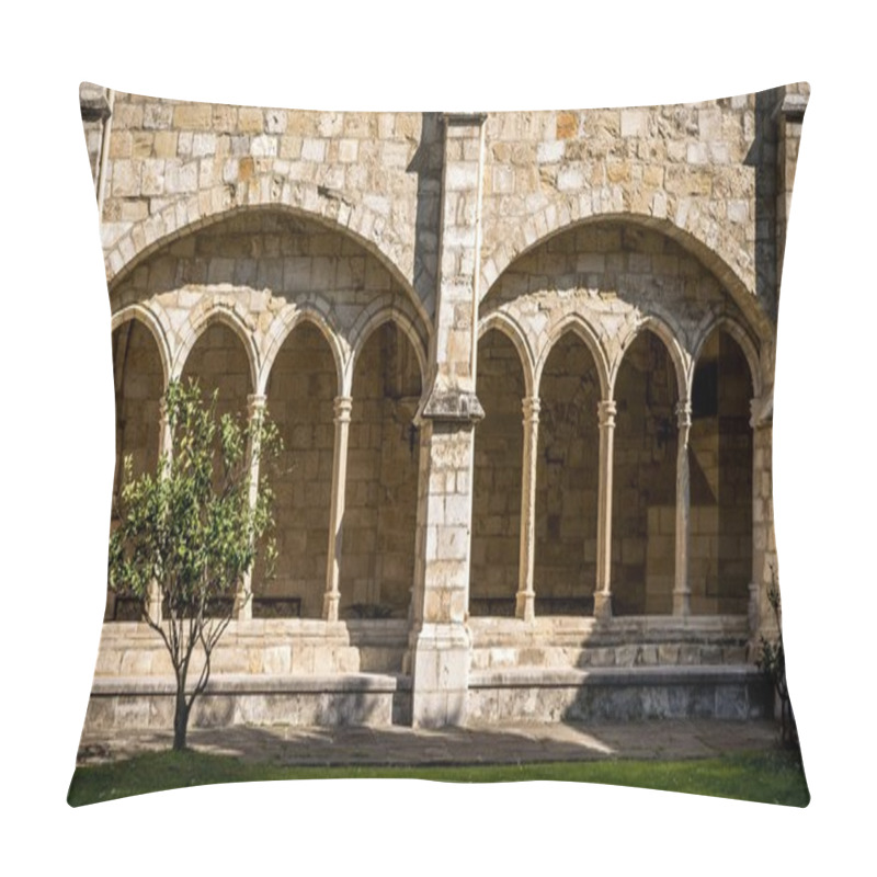 Personality  Santander Cathedral, Front View Of Eight Arches Of The Cloister Pillow Covers