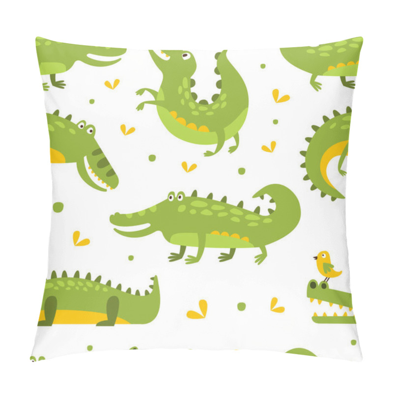 Personality  Cute Crocodiles Seamless Pattern, Wild African Animal Decorative Childish Design, Fabric, Wallpaper, Packaging, Background Cartoon Vector Illustration Pillow Covers