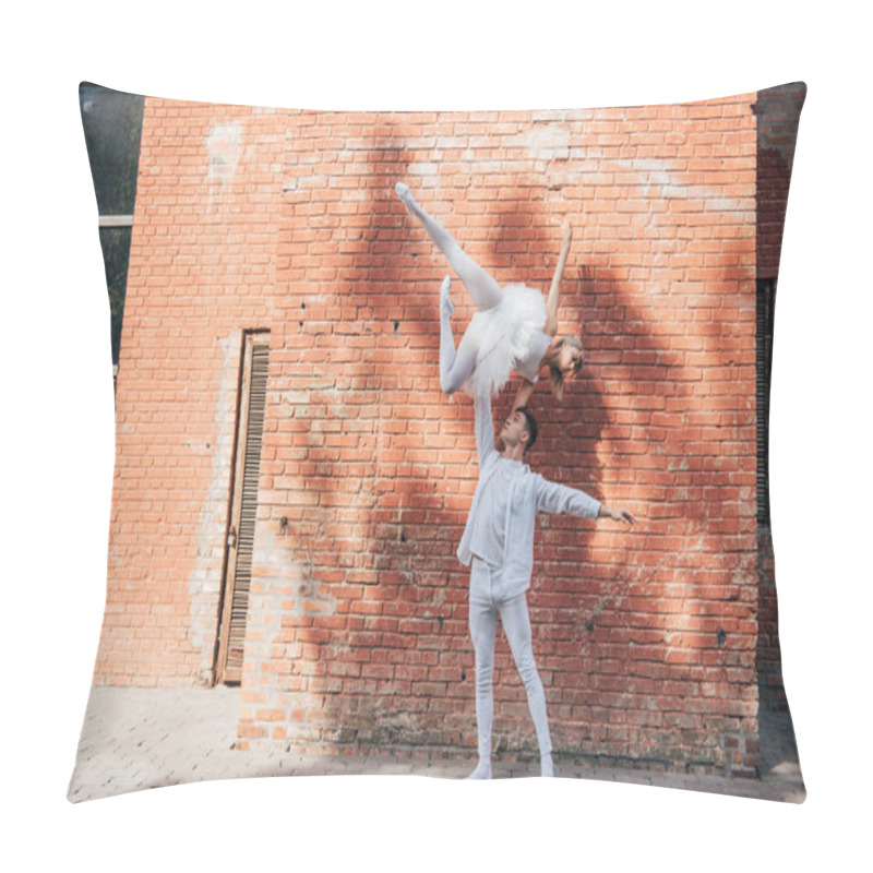 Personality  Beautiful Young Couple Of Dancers Performing Ballet Dance On City Street  Pillow Covers