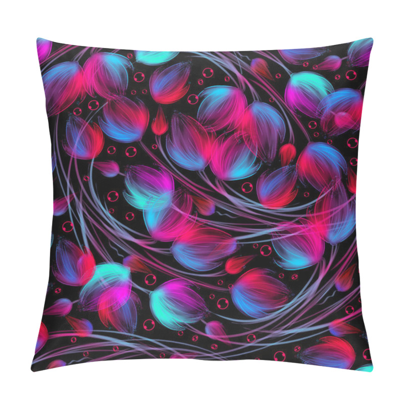 Personality  Seamless Floral Blue Pink Background Pillow Covers