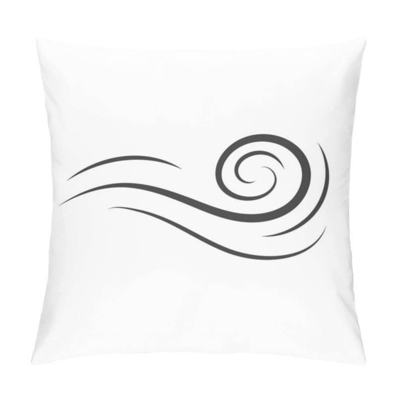 Personality  Wind Direction Of Air Movement Sign, Black Curl Lines Silhouette Sign Of Movement Intensity, Smoke Fog Or Wind. Vector Element On White Isolate. Pillow Covers