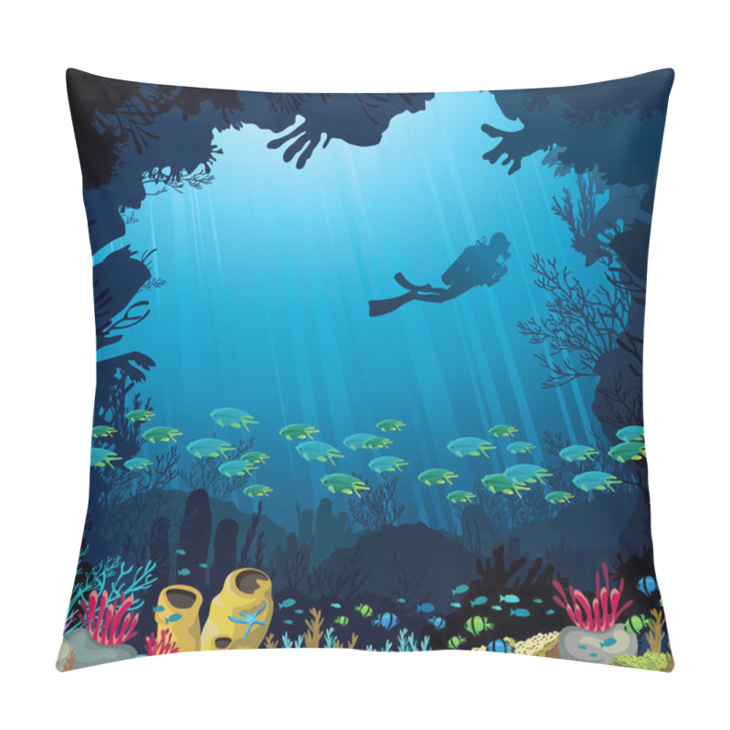 Personality  Underwater Life - Coral Reef Diver And Fish Pillow Covers