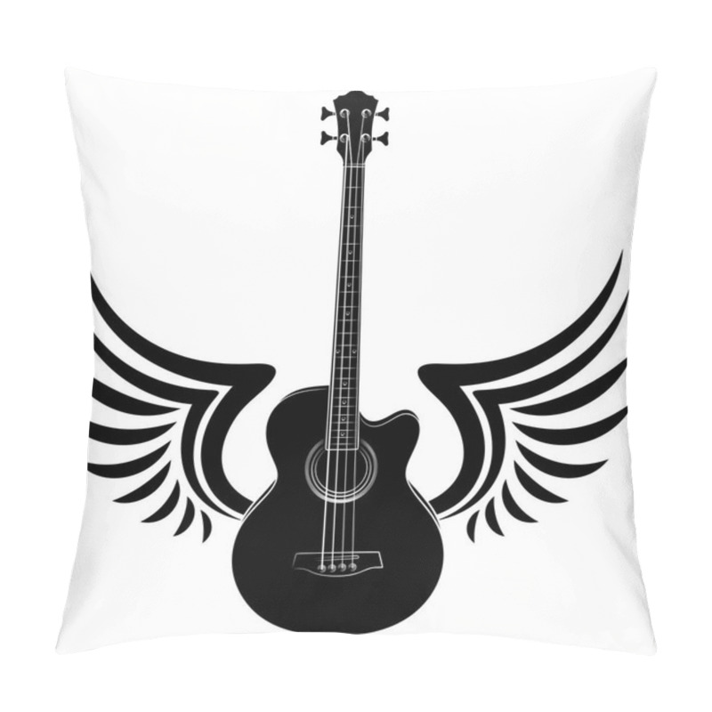 Personality  Guitar Variety Bass Sketch With Wings. Pillow Covers