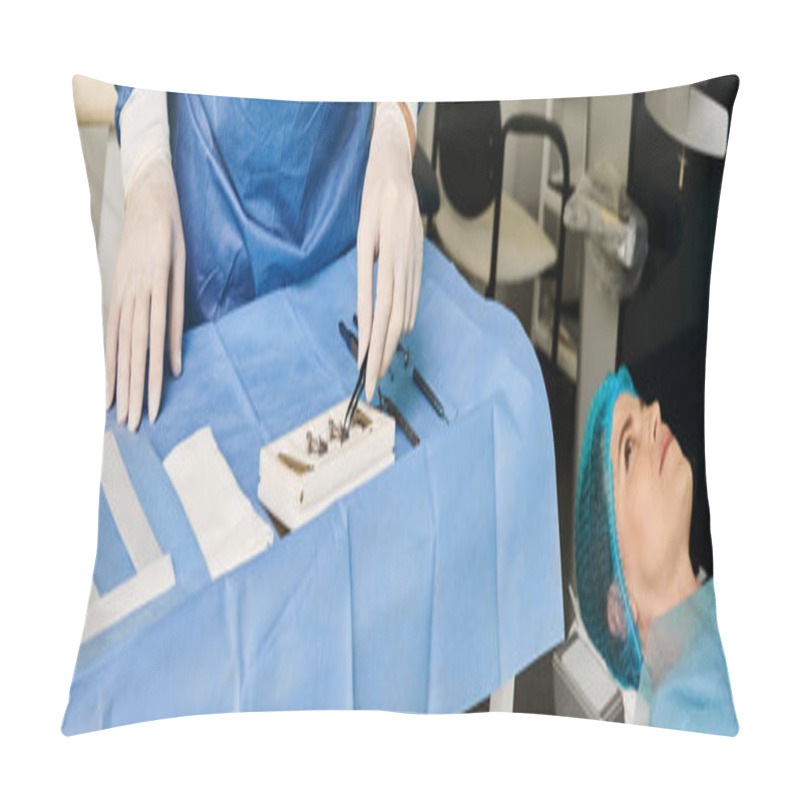 Personality  A Person Rests In A Hospital Bed, Monitored By A Machine With Medical Devices. Pillow Covers