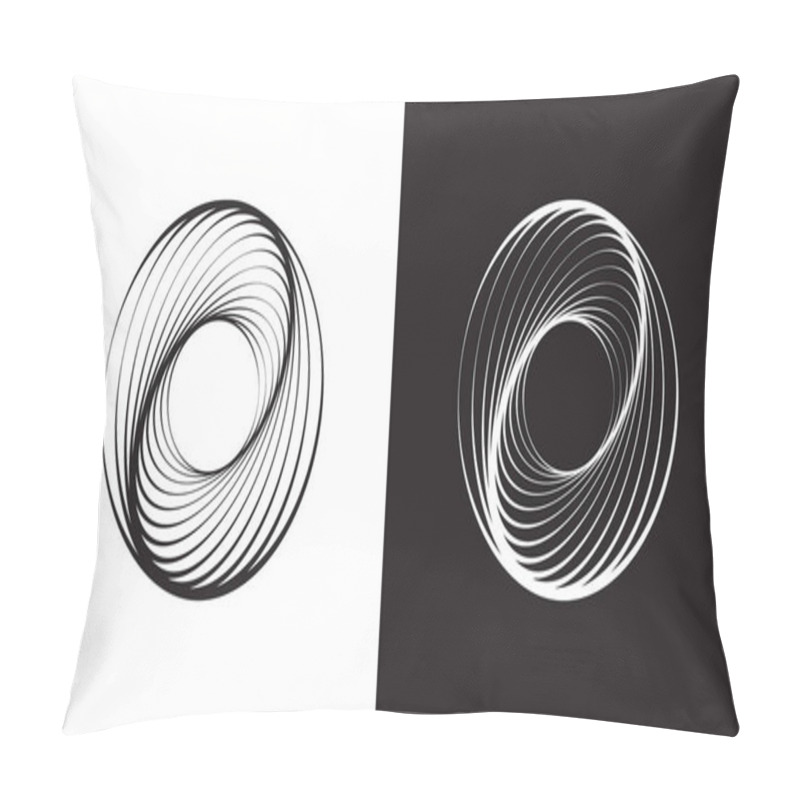 Personality  Abstract Geometric Spirograph Spiral Line Art Collection. Black And White Optical Illusion, Aesthetic Op Art Design Element. Flat Vector Art Pillow Covers