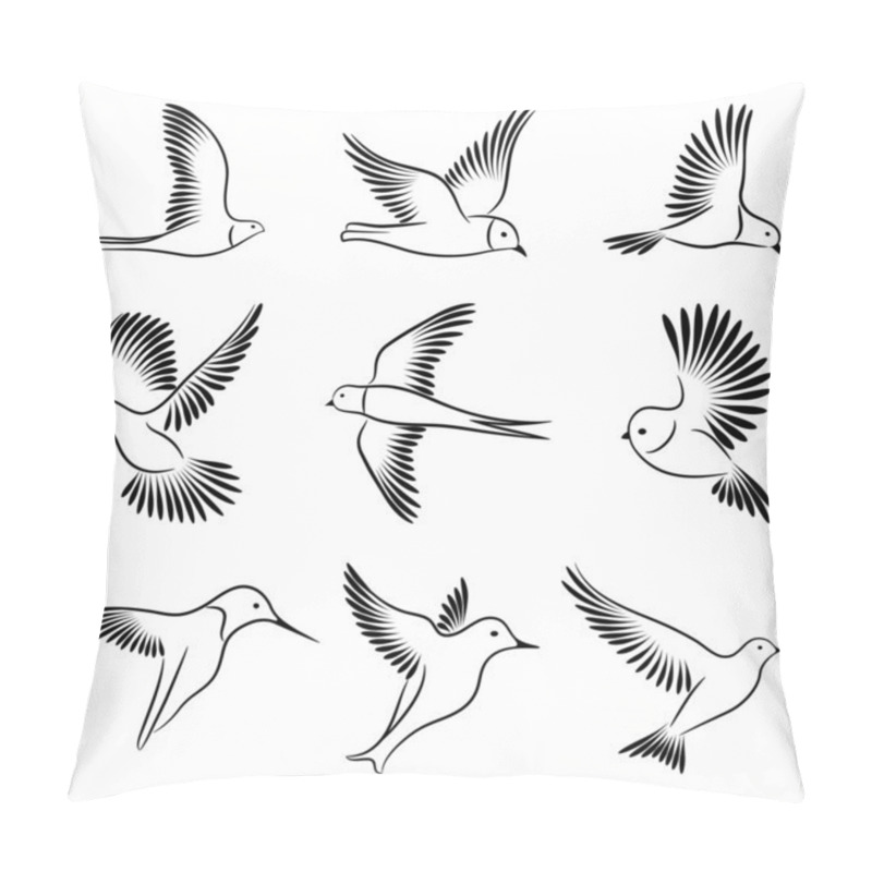 Personality  A set of sketches of birds. Vector illustration. pillow covers