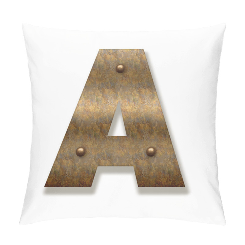 Personality  Rusty Metal Letter A. Alphabet Isolated On White Background Pillow Covers