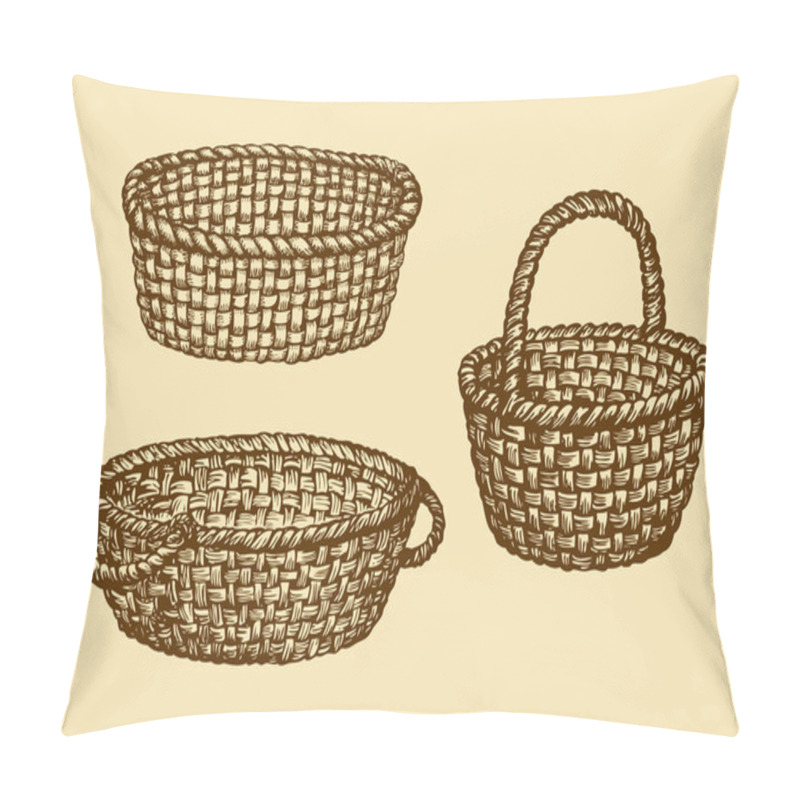 Personality  Vector Picture Of Wickerwork Basket Pillow Covers