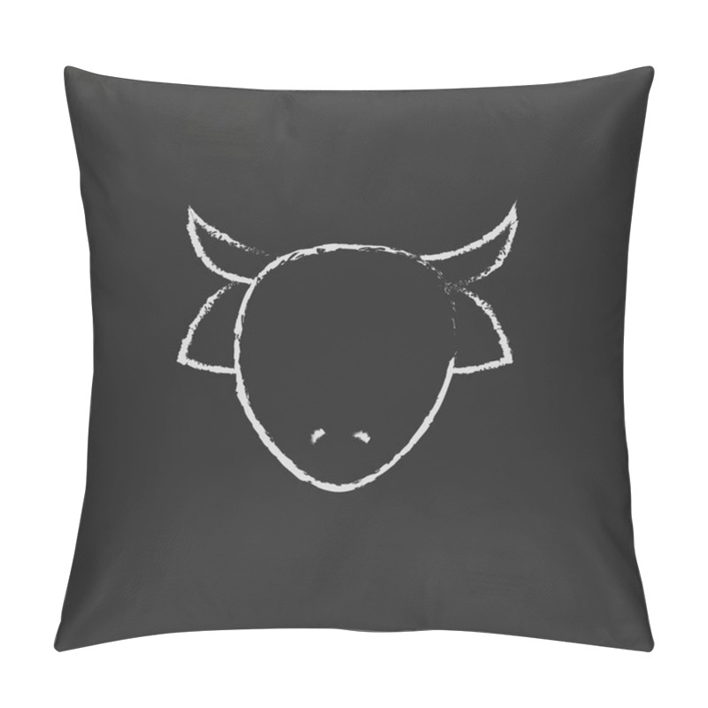 Personality  Cow Head Icon Drawn In Chalk. Pillow Covers