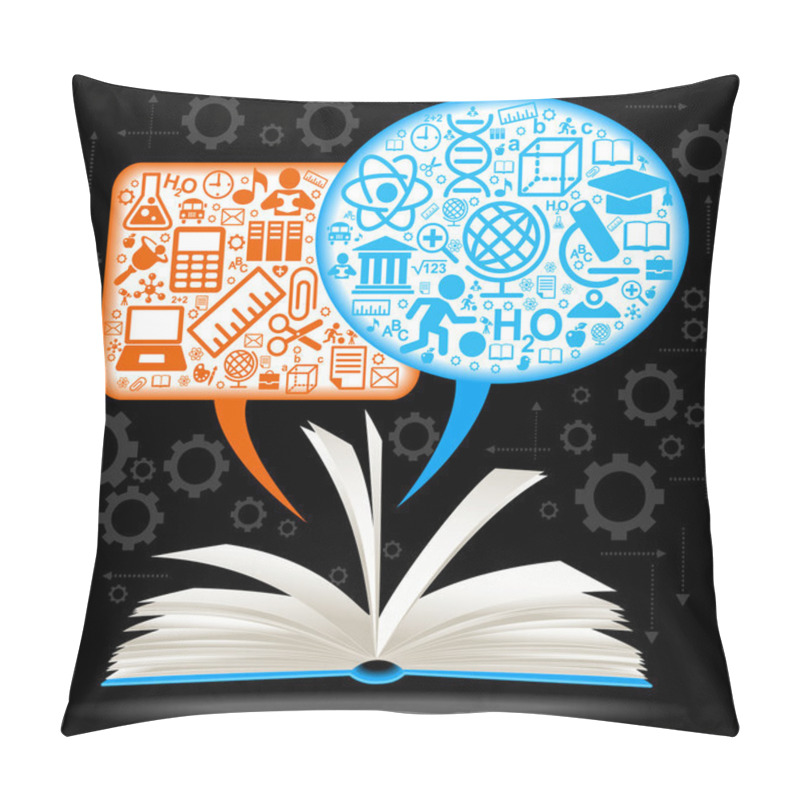 Personality  Book With Speech Bubbles And Icons Pillow Covers